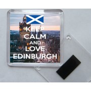 Keep Calm and Love Edinburgh - Square Acrylic Fridge Magnet