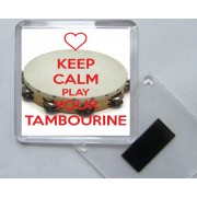 Keep Calm Play Your Tambourine - Square Acrylic Fridge Magnet
