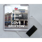 Keep Calm and Love Brixton - Square Acrylic Fridge Magnet