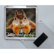 Tell me about your day. - Square Acrylic Fridge Magnet