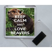 Keep Calm and Love Beavers - Square Acrylic Fridge Magnet