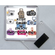 Keep Calm and Enjoy Photography - Square Acrylic Fridge Magnet