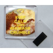Keep Calm Love Rhubarb Crumble - Square Acrylic Fridge Magnet