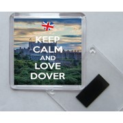 Keep Calm and Love Dover - Square Acrylic Fridge Magnet
