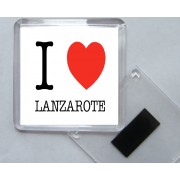 I Love (heart) Lanzarote - Square Acrylic Fridge Magnet