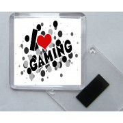 I Love (heart) Gaming - Square Acrylic Fridge Magnet