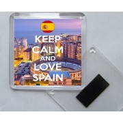 Keep Calm and Love Spain - Square Acrylic Fridge Magnet