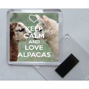 Keep Calm and Love Alpacas - Square Acrylic Fridge Magnet