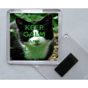 Keep Calm and Love Cats - Square Acrylic Fridge Magnet