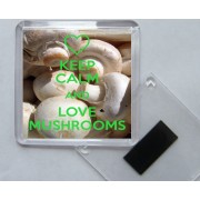 Keep Calm and Love Mushrooms - Square Acrylic Fridge Magnet