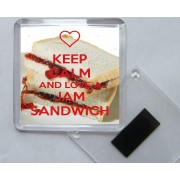 Keep Calm and Love a Jam Sandwich - Square Acrylic Fridge Magnet