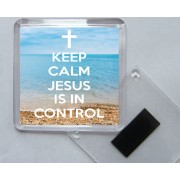 Keep Calm Jesus is in Control - Square Acrylic Fridge Magnet