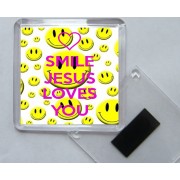 Smile Jesus Loves You - Square Acrylic Fridge Magnet