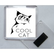 Cool Cat - Square Acrylic Fridge Magnet