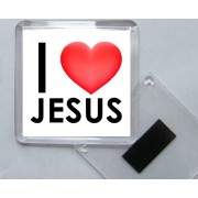 I Love (heart) Jesus - Square Acrylic Fridge Magnet