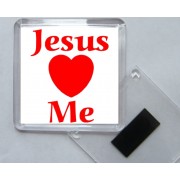Jesus Loves (heart) Me - Square Acrylic Fridge Magnet