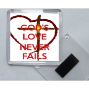 God's Love Never Fails - Square Acrylic Fridge Magnet