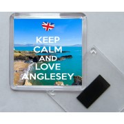 Keep Calm and Love Anglesey - Square Acrylic Fridge Magnet