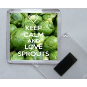 Keep Calm and Love Sprouts - Square Acrylic Fridge Magnet