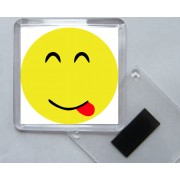 Tongue Out Smiley - Square Acrylic Fridge Magnet