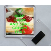 Keep Calm and Love Cream Teas - Square Acrylic Fridge Magnet