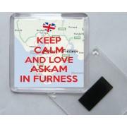 Keep Calm and Love Askam in Furness - Square Acrylic Fridge Magnet
