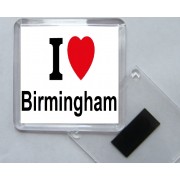 I Love (heart) Birmingham - Square Acrylic Fridge Magnet