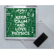 Keep Calm and Love Physics - Square Acrylic Fridge Magnet