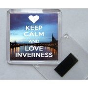 Keep Calm Love Inverness - Square Acrylic Fridge Magnet