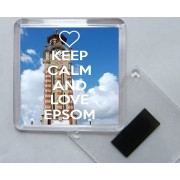 Keep Calm and Love Epsom - Square Acrylic Fridge Magnet