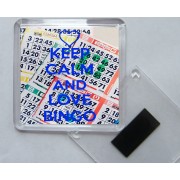 Keep Calm and Love Bingo - Square Acrylic Fridge Magnet