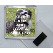 Keep Calm and Love a Shih Tzu - Square Acrylic Fridge Magnet