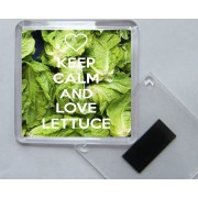 Keep Calm and Love Lettuce - Square Acrylic Fridge Magnet