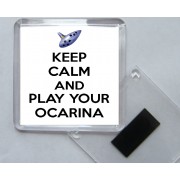 Keep Calm and Play your Ocarina - Square Acrylic Fridge Magnet