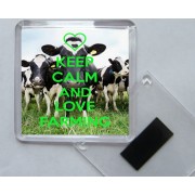 Keep Calm and Love Farming - Square Acrylic Fridge Magnet