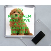 Keep Calm and Love a Toy Golden Doodle - Square Acrylic Fridge Magnet