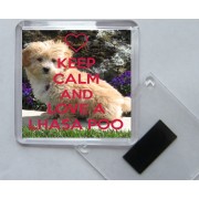 Keep Calm and Love a Lhasa Poo - Square Acrylic Fridge Magnet