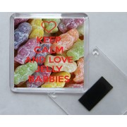 Keep Calm and Love Jelly Babies - Square Acrylic Fridge Magnet