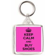Keep Calm and Buy Shoes - Square Keyring