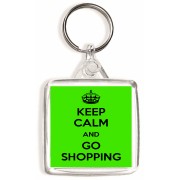 Keep Calm and Go Shopping - Square Keyring