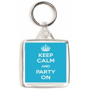 Keep Calm and Party On - Square Keyring