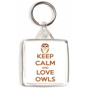 Keep Calm and Love Owls - Square Keyring