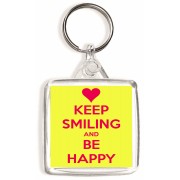 Keep Smiling and Be Happy - Square Keyring
