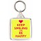 Keep Smiling and Be Happy - Square Keyring