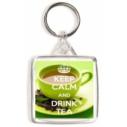 Keep Calm and Drink Tea - Square Keyring