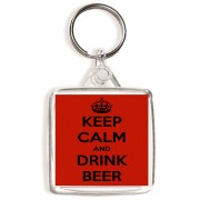 Keep Calm and Drink Beer - Square Keyring