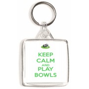 Keep Calm and Play Bowls - Square Keyring