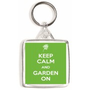 Keep Calm and Garden On - Square Keyring