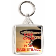 Keep Calm and Play Basketball - Square Keyring