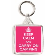Keep Calm and Carry On Camping - Square Keyring